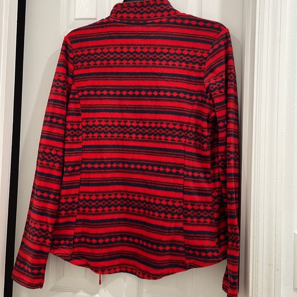 Merona zip up Fleece Sweater Red and Navy Pattern size medium NWT - Picture 6 of 6